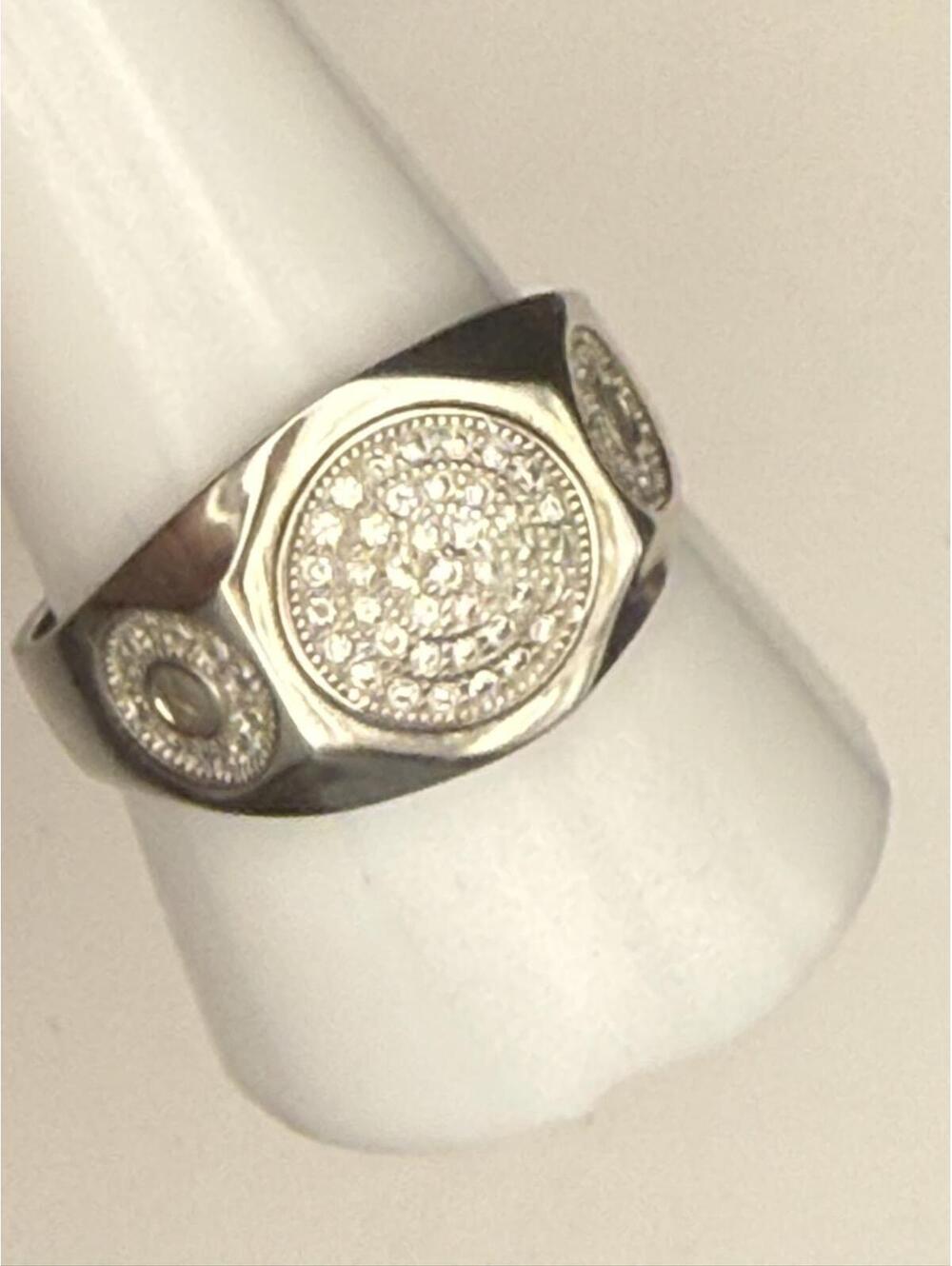 Unisex Sterling Silver .925 Moissanite Pavé Signet Ring - Size 11